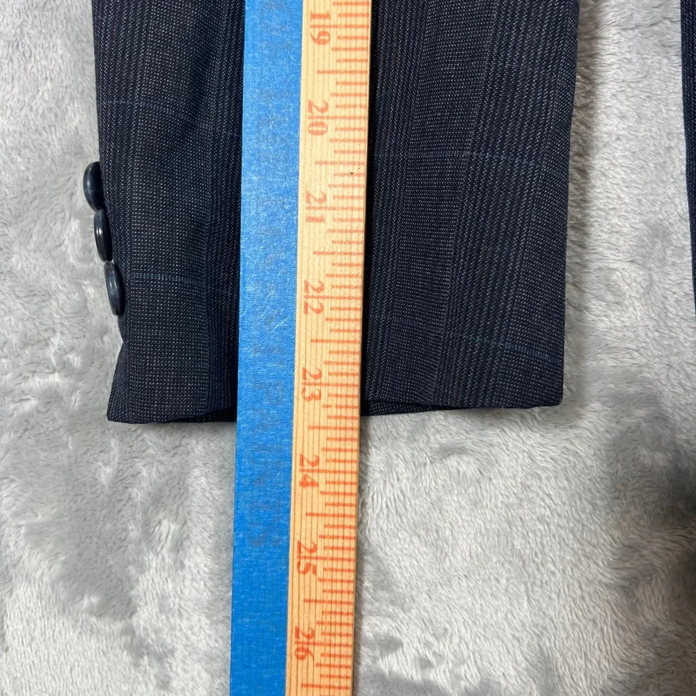 C&R Clothiers Blazer Mens 39S Navy Blue Good Worsted Wool Windowpane USA Made